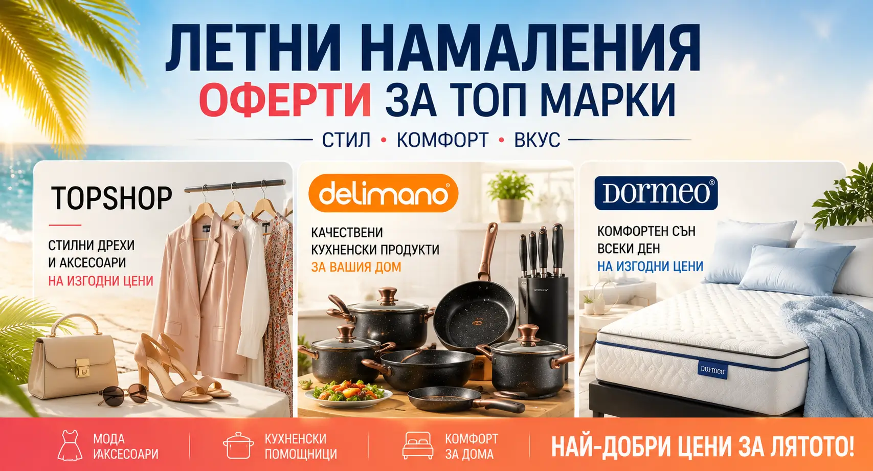 Оферти за Topshop, Delimano, Dormeo Летни Намаления